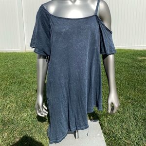Free People Asymmetrical Top Blue Size MEDIUM